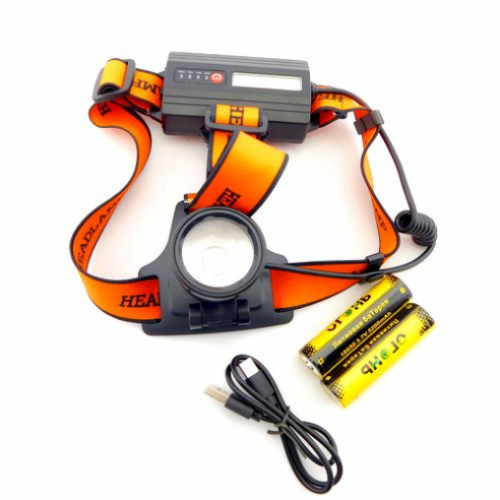 Фонарь налобн. HT-3158 аккум (2шт) USB зарядка, 1 режим