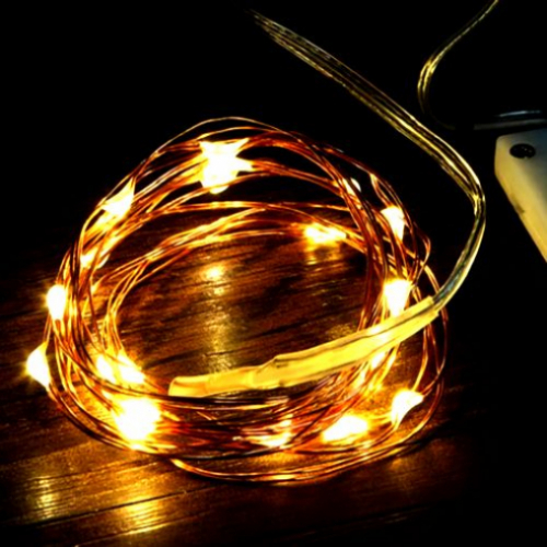 Гирлянда РОСА 5м 50 led ЖЁЛТАЯ на бат.2*R2032