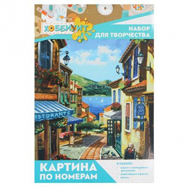 Картина по номерам, комплект (основа, акриловые краски, кисть), 20х30см, 10 дизайнов ХОББИХИТ