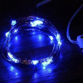 Гирлянда РОСА 5м 50 led СИНЯЯ на бат.2*R2032