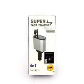 Зарядка авто D-3 два шнура, USB, TPC, в коробке